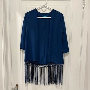 L’Amour Knotted Tassel Shawl/Lightweight Open Cardigan, XS